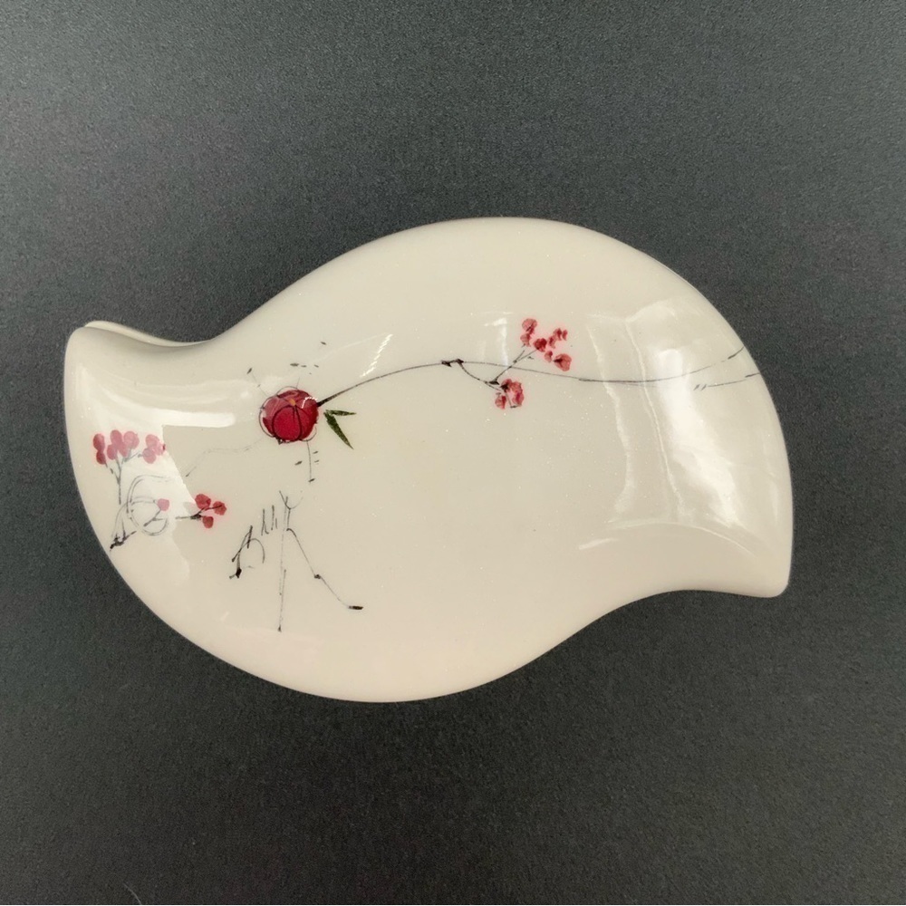 Signed Barbara Baatz USA Pottery Blossom Art Trinket Box Minimalist MCM